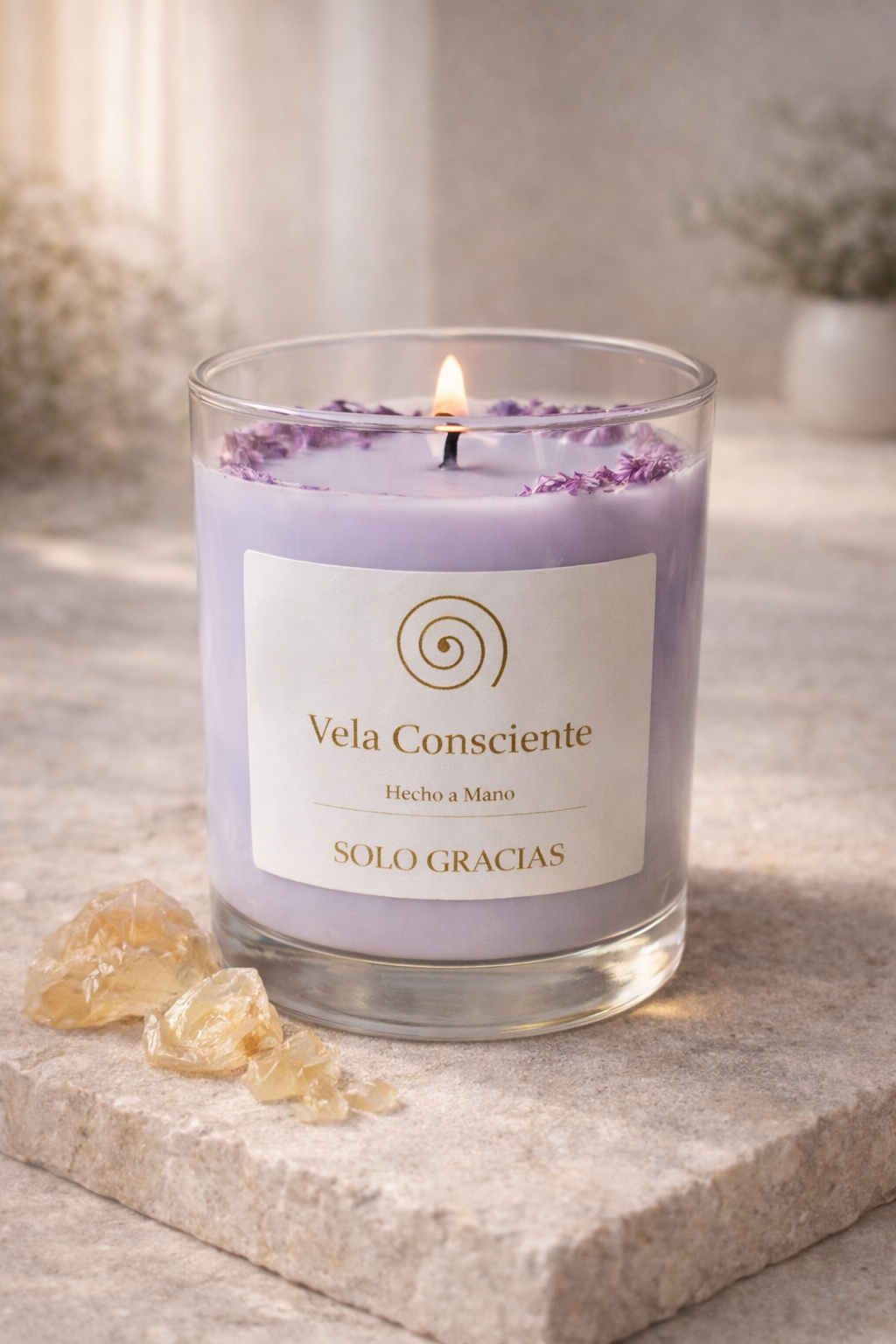 Vela Consciente Anti-Ansiedad AMATISTA Y ROSAS